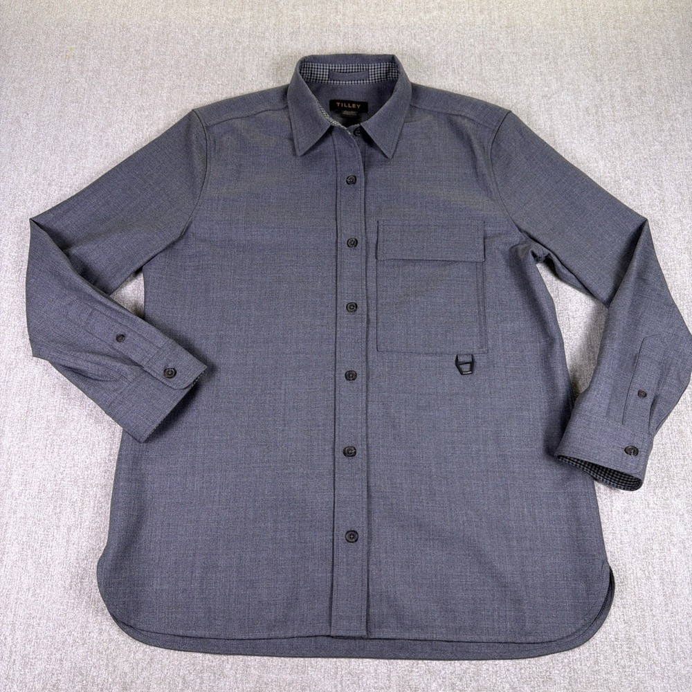 NWOT Tilley Shirt Men‎ Size Large Gray Long Sleeve Nylon / Wool Flip Cuffs
